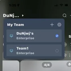 Team switcher